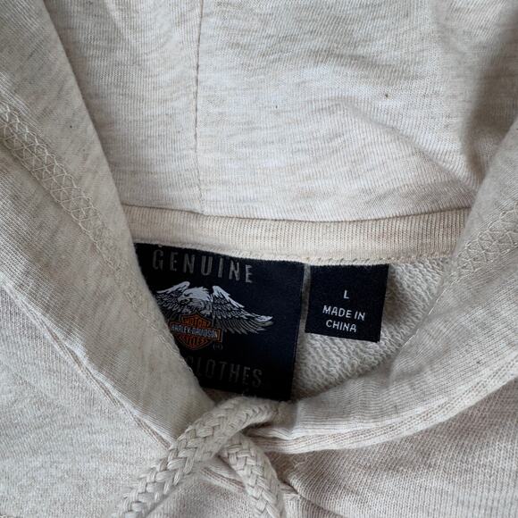 Harley-Davidson Cream Hoodie with Black Graphics Large, EUC! - Picture 3 of 7